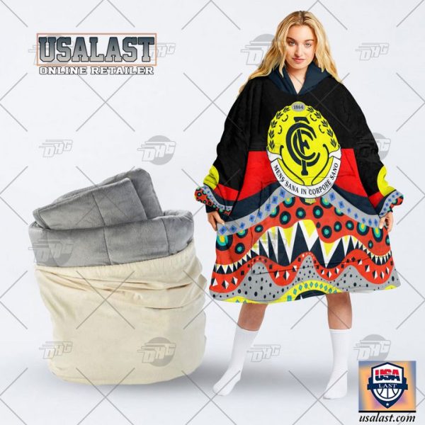 Afl Carlton Blues Lover Aboriginal Flag Indigenous Blanket Hoodie Hoodie Blanket