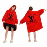 Red And Black Logo Louis Vuitton Blanket Hoodie , Cozy Wearable Blanket Hoodie