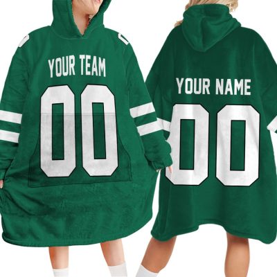Custom your sport team name and number NFL Inspired Football Unisex Blanket Hoodie