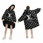 Black And White Louis Vuitton Blanket Hoodie , Cozy Wearable Blanket Hoodie