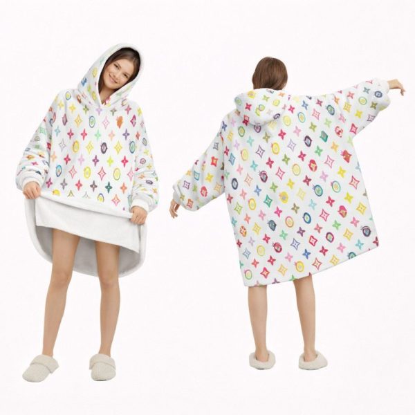 Colourful Louis Vuitton Blanket Hoodie , Cozy Wearable Blanket Hoodie