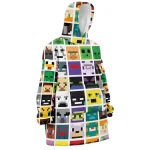 Block Faces Pattern Minecraft Hooded Blanket Hoodie