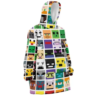 Block Faces Pattern Minecraft Hooded Blanket Hoodie