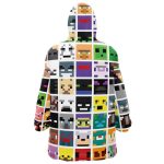 Block Faces Pattern Minecraft Hooded Blanket Hoodie