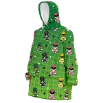 Chibi Mighty Morphin Power Rangers Pattern Hooded Blanket Hoodie