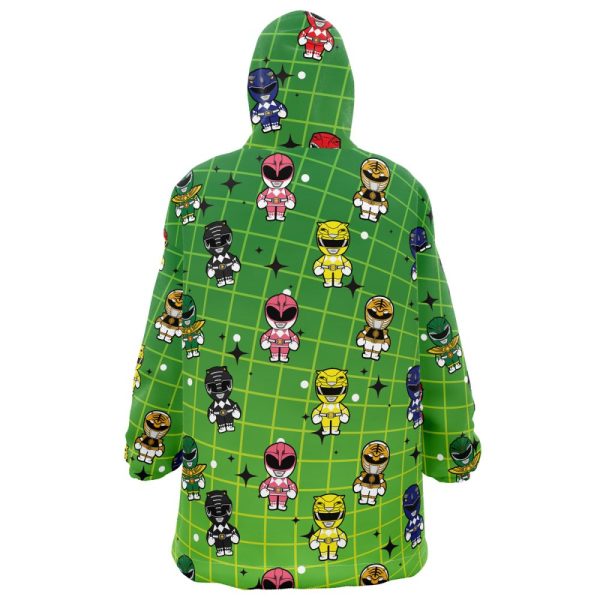 Chibi Mighty Morphin Power Rangers Pattern Hooded Blanket Hoodie