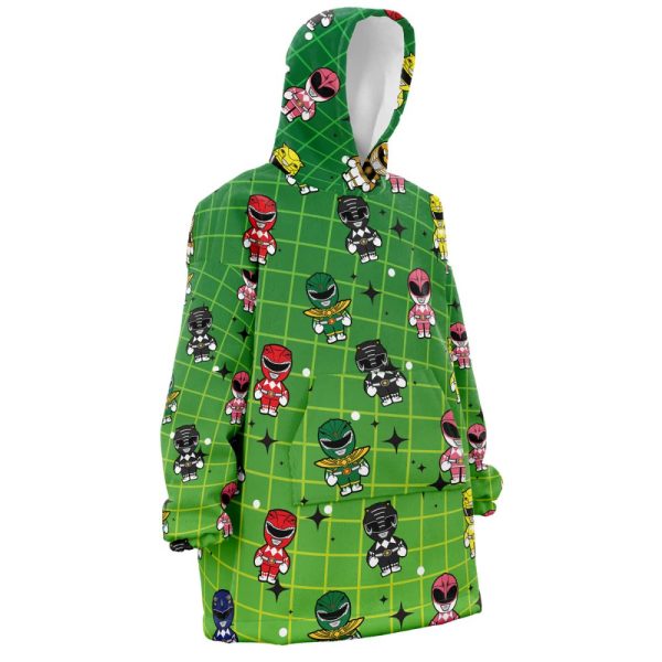 Chibi Mighty Morphin Power Rangers Pattern Hooded Blanket Hoodie