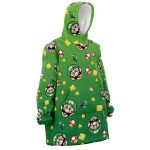 Luigi Mario Bros Pattern Nintendo Hooded Blanket Hoodie