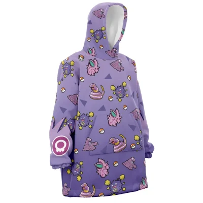Poison Type Pattern Pokemon Hooded Blanket Hoodie