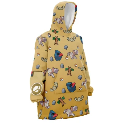 Rock Type Pattern Pokemon Hooded Blanket Hoodie