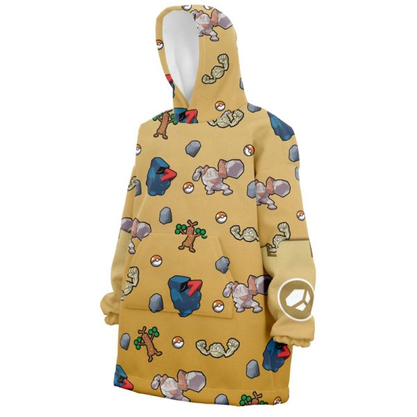 Rock Type Pattern Pokemon Hooded Blanket Hoodie