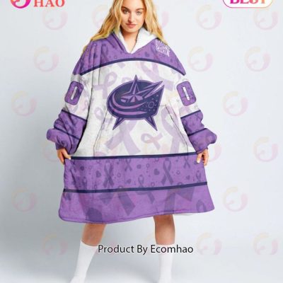 Nhl Columbus Blue Jackets Special Lavender - Fight Cancer Oodie Blanket Hoodie
