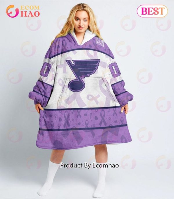 Nhl St. Louis Blues Special Lavender - Fight Cancer Oodie Blanket Hoodie