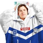 Best Personalized Canterbury-Bankstown Bulldogs White Blue Hooded Blanet Hoodie