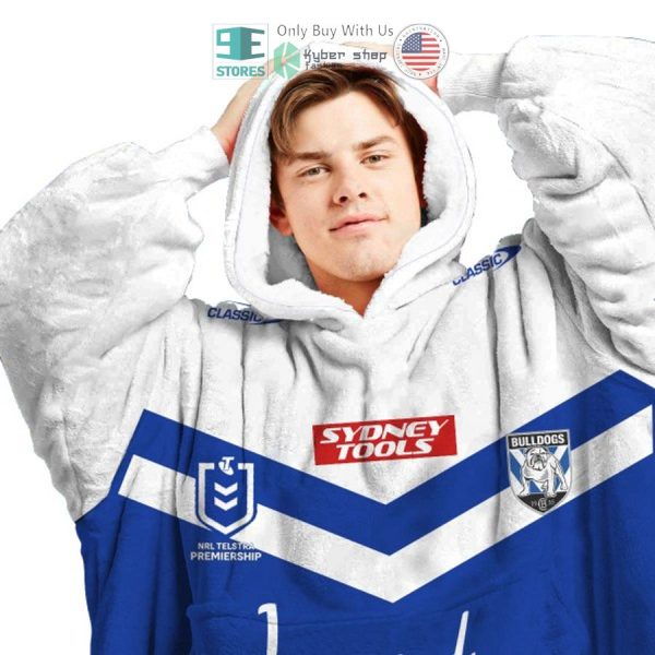 Best Personalized Canterbury-Bankstown Bulldogs White Blue Hooded Blanet Hoodie