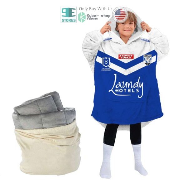 Best Personalized Canterbury-Bankstown Bulldogs White Blue Hooded Blanet Hoodie