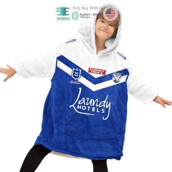 Best Personalized Canterbury-Bankstown Bulldogs White Blue Hooded Blanet Hoodie