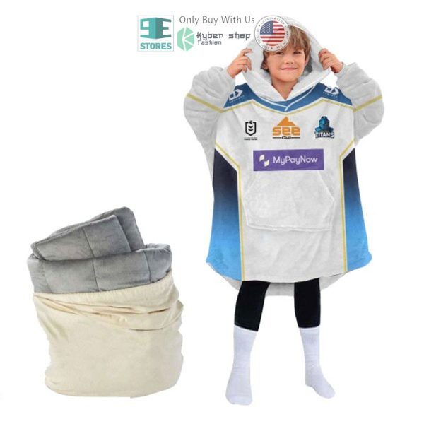 Best Personalized Gold Coast Titans White Blue Hooded Blanet Hoodie