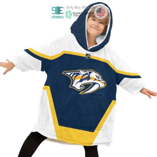 Best Personalized Nashville Predators White Blue Hooded Blanet Hoodie