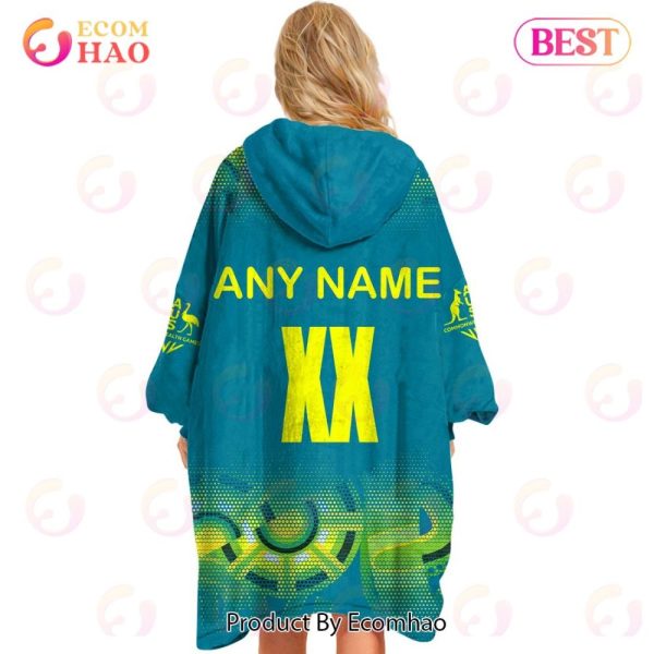 Personalized Netball Australia Diamonds Blue Oodie, Flanket, Blanket Hoodie, Snuggie