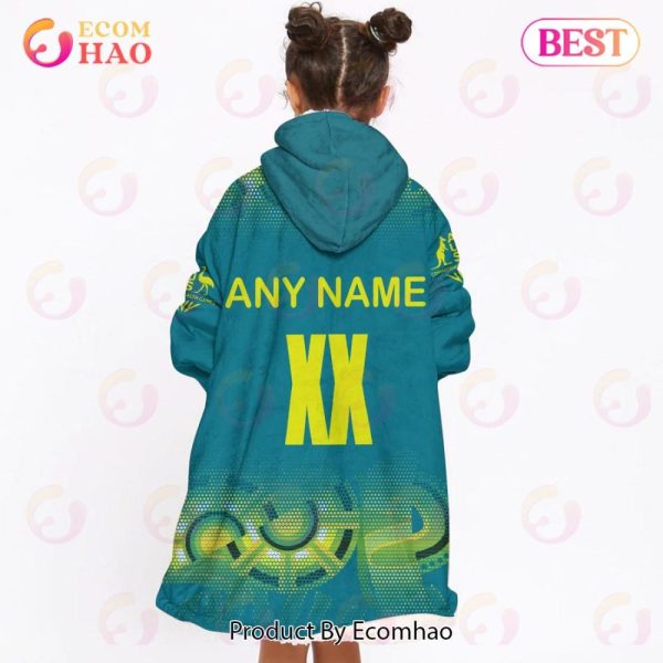 Personalized Netball Australia Diamonds Blue Oodie, Flanket, Blanket Hoodie, Snuggie