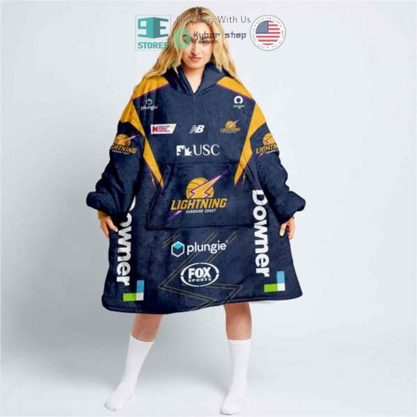 Best Personalized Netball Sunshine Coast Lightning Blue Hooded Blanet Hoodie