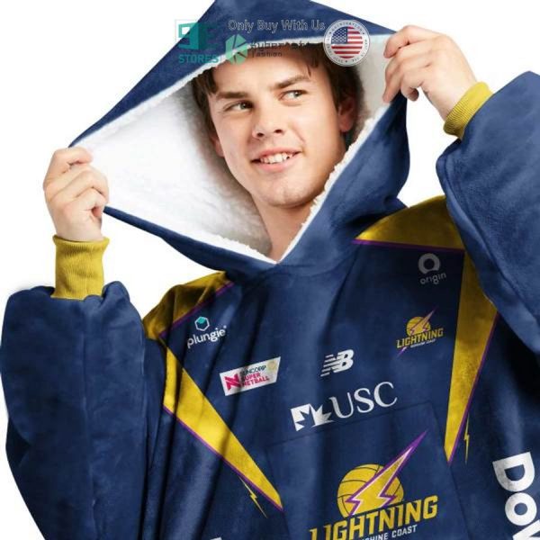 Best Personalized Netball Sunshine Coast Lightning Blue Hooded Blanet Hoodie