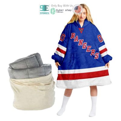 Best Personalized New York Rangers Blue Red Hooded Blanet Hoodie