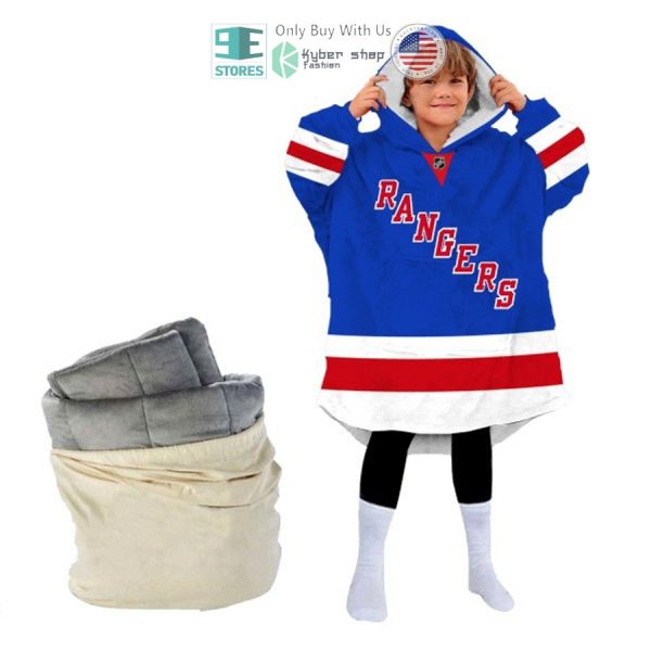 Best Personalized New York Rangers Blue Red Hooded Blanet Hoodie