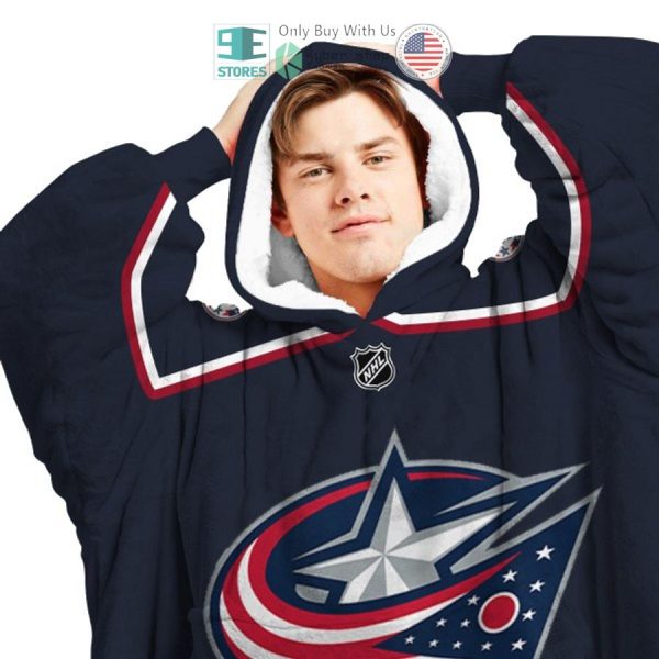 Best Personalized Columbus Blue Jackets Black Hooded Blanet Hoodie