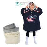 Best Personalized Columbus Blue Jackets Black Hooded Blanet Hoodie