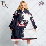 Personalized Nhl Columbus Blue Jackets Mix Jersey Blanket Hoodie
