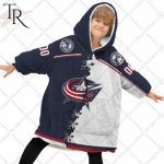 Personalized Nhl Columbus Blue Jackets Mix Jersey Blanket Hoodie