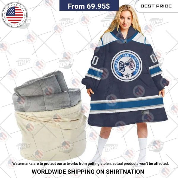 Best Custom Nhl Columbus Blue Jackets Blanket Hoodie