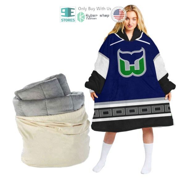 Best Personalized Hartford Whalers Logo Blue Hooded Blanet Hoodie
