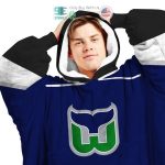 Best Personalized Hartford Whalers Logo Blue Hooded Blanet Hoodie