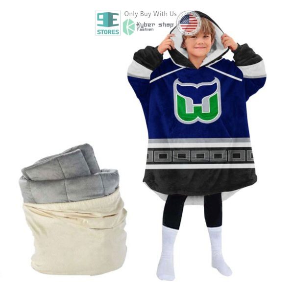 Best Personalized Hartford Whalers Logo Blue Hooded Blanet Hoodie