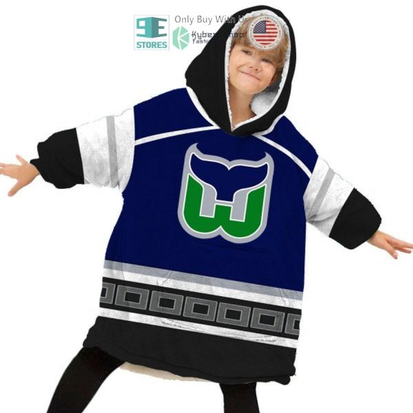 Best Personalized Hartford Whalers Logo Blue Hooded Blanet Hoodie