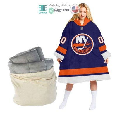 Best Personalized New York Islanders Blue Orange Hooded Blanet Hoodie
