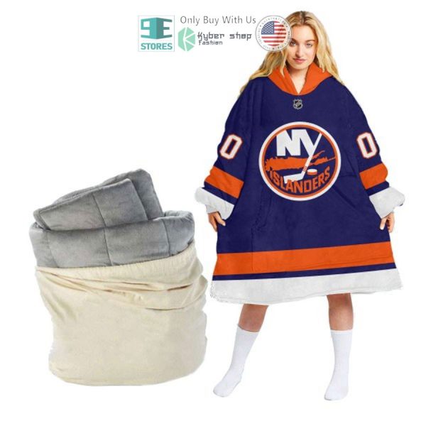 Best Personalized New York Islanders Blue Orange Hooded Blanet Hoodie