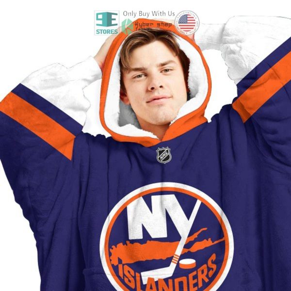 Best Personalized New York Islanders Blue Orange Hooded Blanet Hoodie