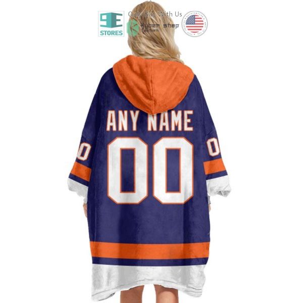 Best Personalized New York Islanders Blue Orange Hooded Blanet Hoodie