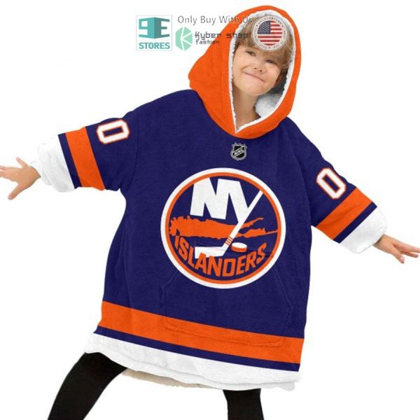 Best Personalized New York Islanders Blue Orange Hooded Blanet Hoodie