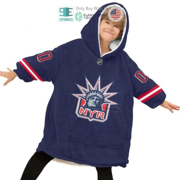 Best Personalized New York Rangers Blue Hooded Blanet Hoodie