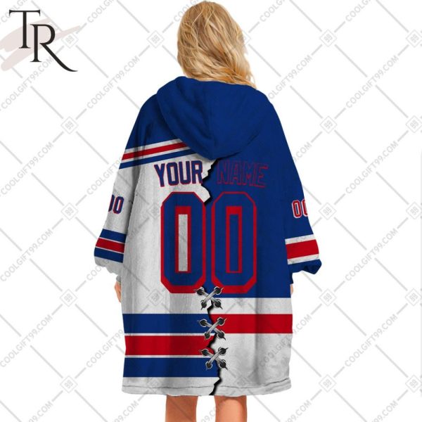 Personalized Nhl New York Rangers Mix Jersey Blanket Hoodie