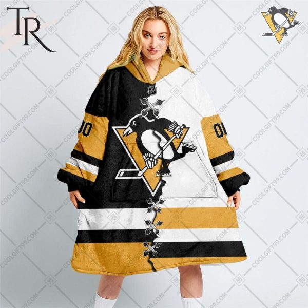Personalized Nhl Pittsburgh Penguins Mix Jersey Blanket Hoodie