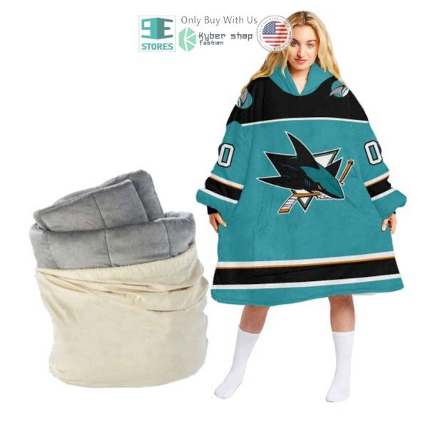 Best Personalized San Jose Sharks Blue Hooded Blanet Hoodie