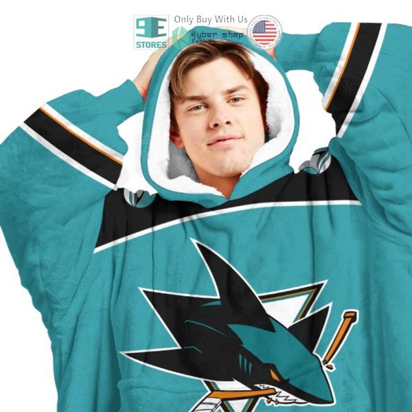 Best Personalized San Jose Sharks Blue Hooded Blanet Hoodie