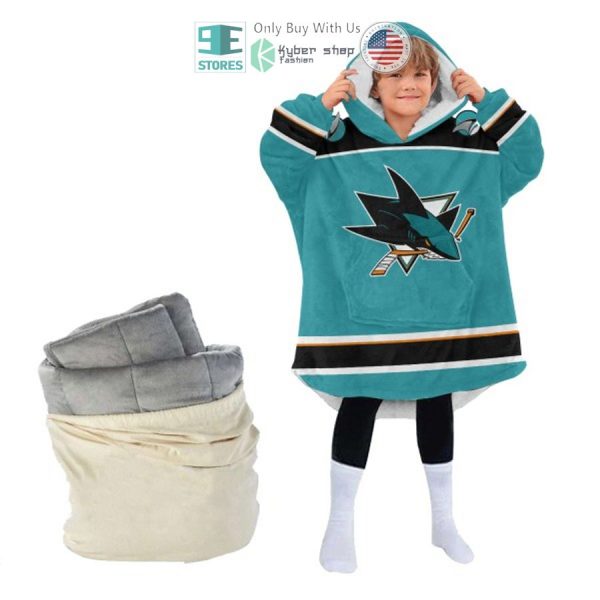 Best Personalized San Jose Sharks Blue Hooded Blanet Hoodie