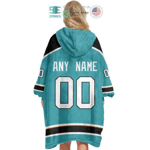 Best Personalized San Jose Sharks Blue Hooded Blanet Hoodie